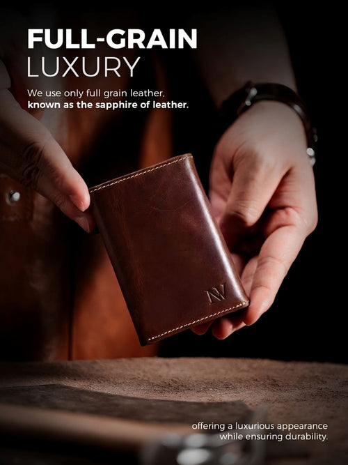 Luxury full grain leather slim wallet craftsmanship by Noble Wallet